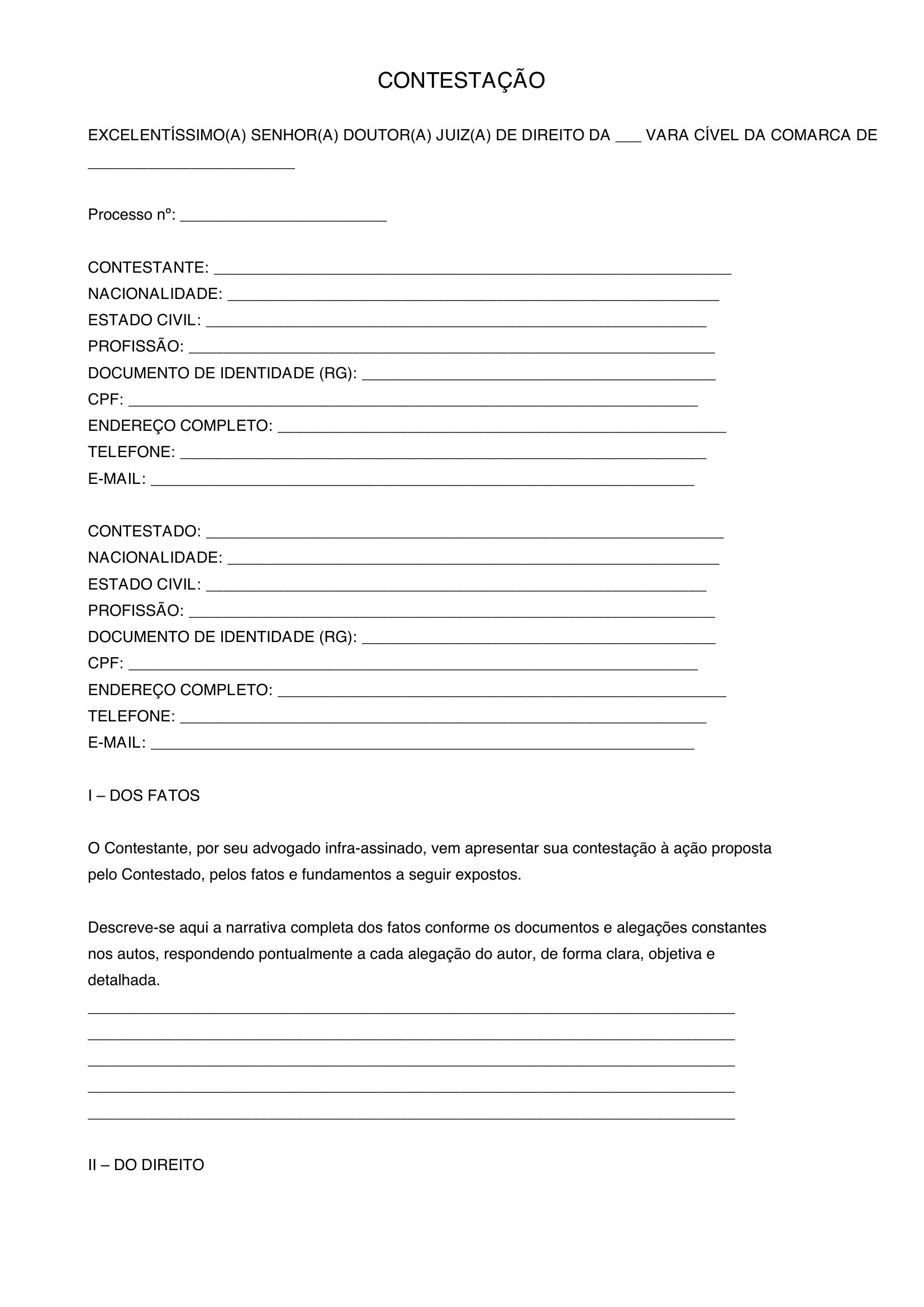 Modelo De Contestação Civil