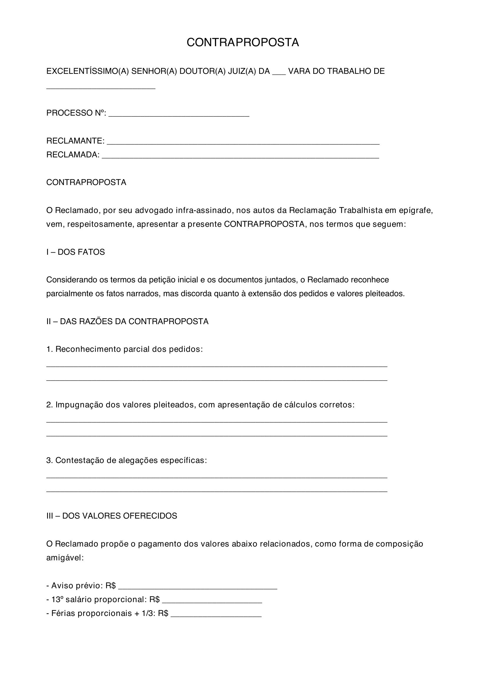 Modelo De Contraproposta