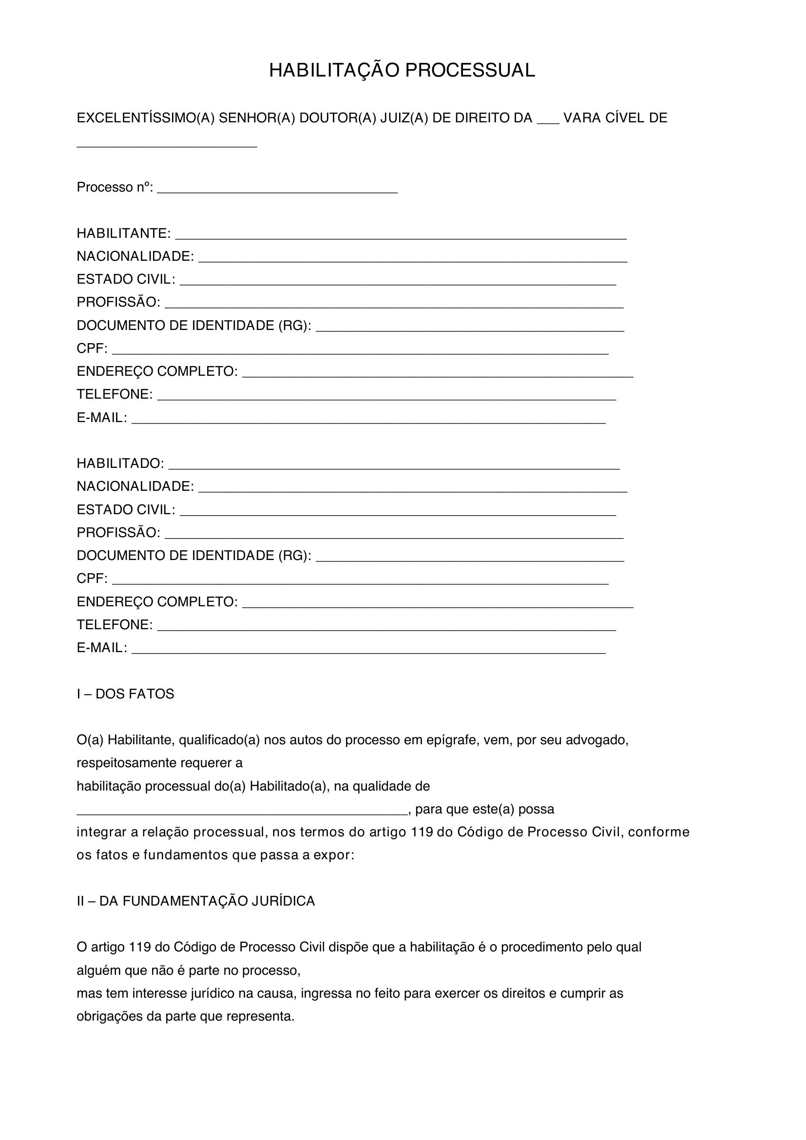 Modelo De Habilitação Processual