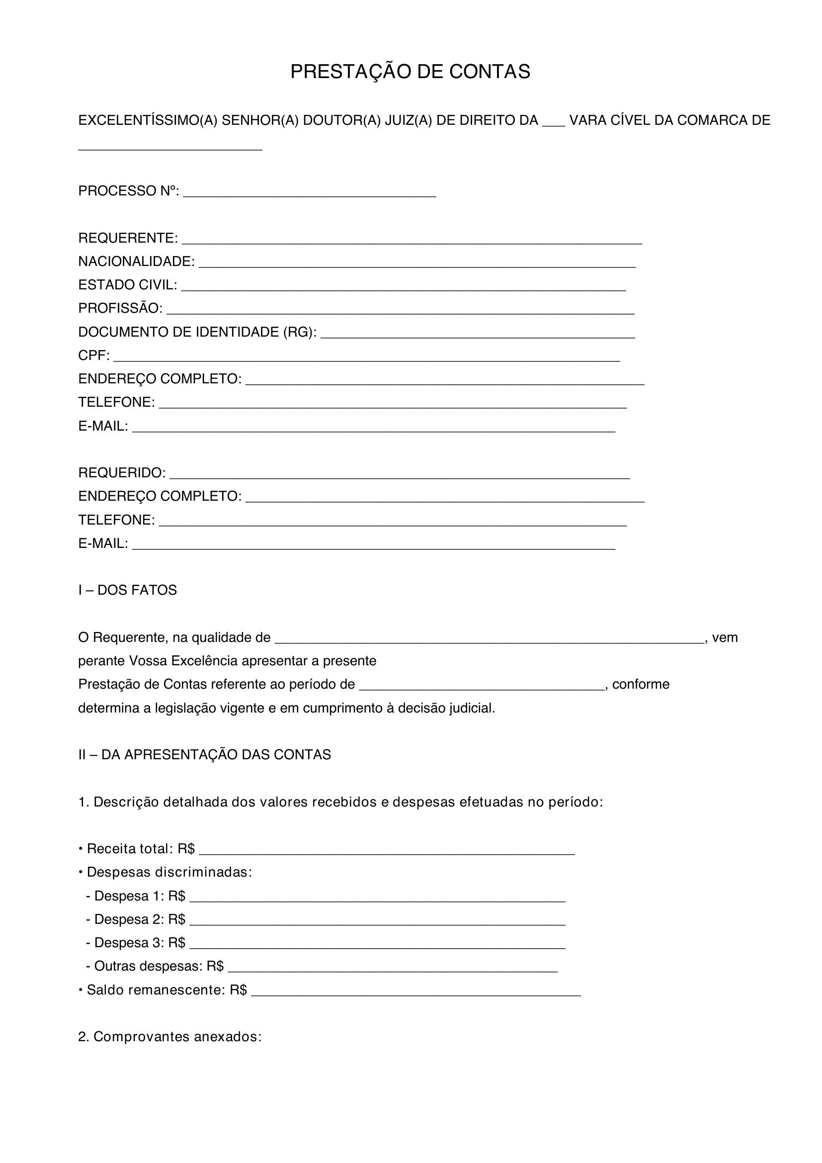 Modelo De Prestação De Contas
