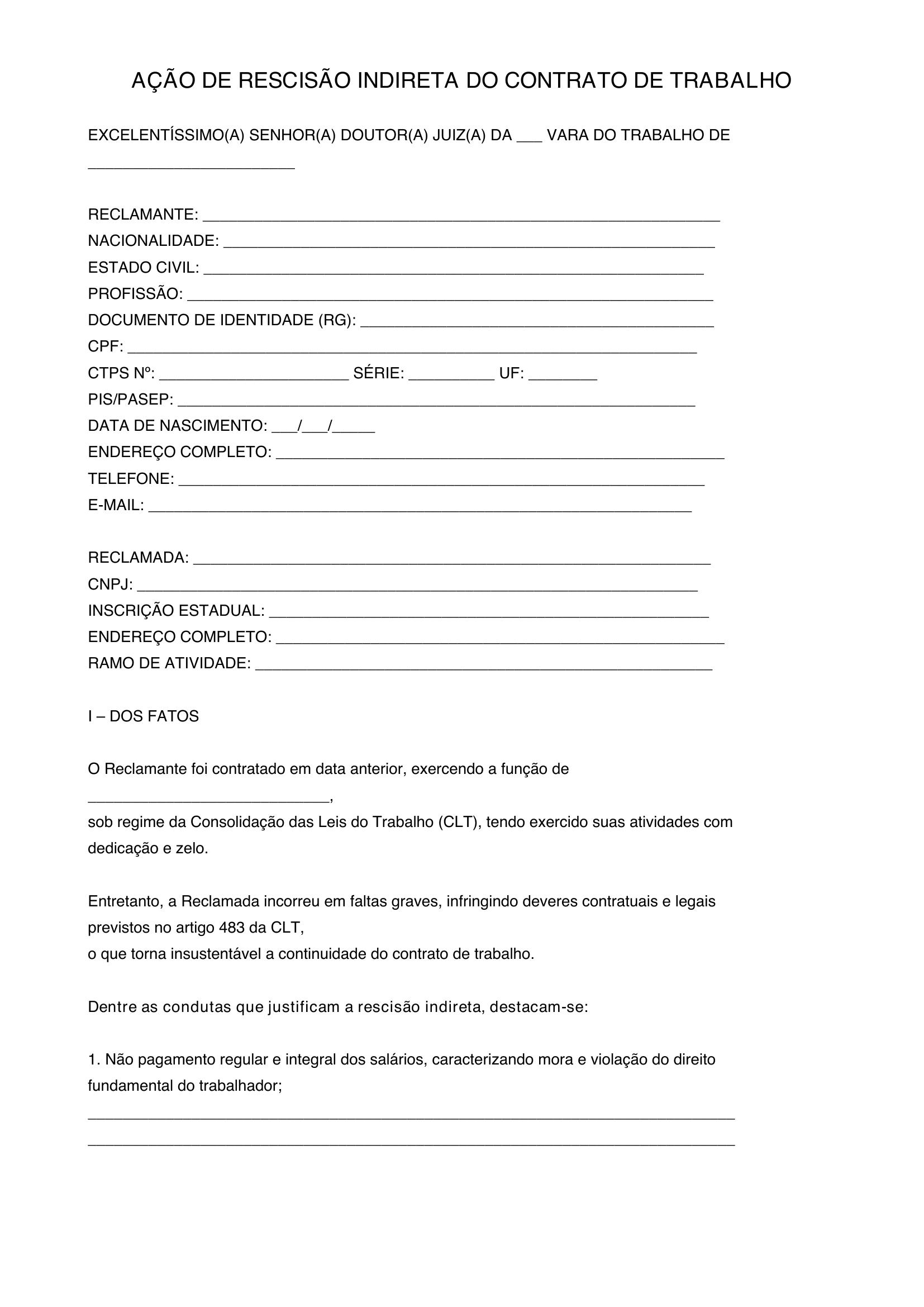 Modelo De Rescisão Indireta